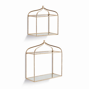 ABBEY MIRRORED WALL SHELVES, SET OF 2