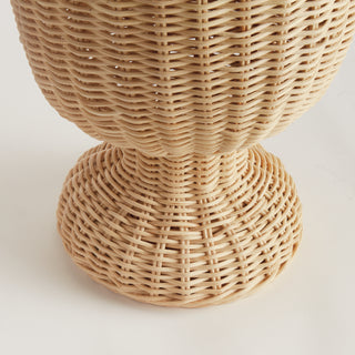 MYRA RATTAN SCALLOPED EDGE FOOTED URN