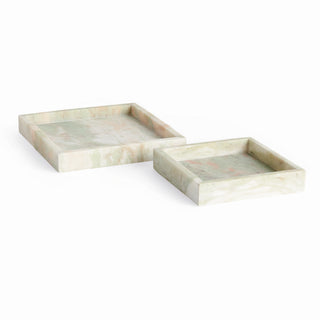 JOHANNA SQUARE MARBLE TRAYS SMALL, SET OF 2