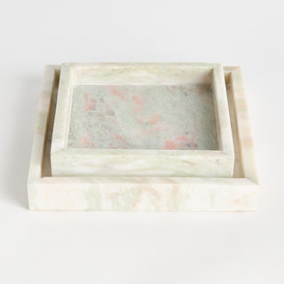 JOHANNA SQUARE MARBLE TRAYS SMALL, SET OF 2