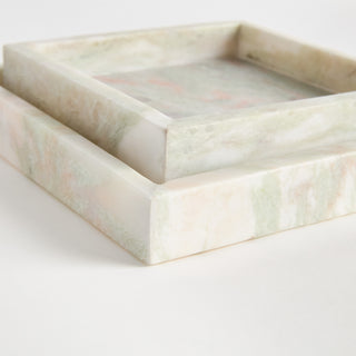 JOHANNA SQUARE MARBLE TRAYS SMALL, SET OF 2