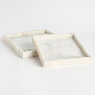 JOHANNA SQUARE MARBLE TRAYS LARGE, SET OF 2