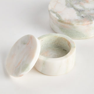 JOHANNA MARBLE ROUND LIDDED BOXES, SET OF 2
