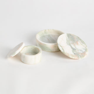 JOHANNA MARBLE ROUND LIDDED BOXES, SET OF 2