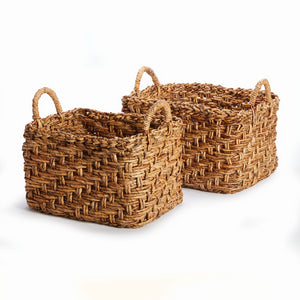 EVE BANANA LEAF BASKETS WITH HANDLES LARGE, SET OF 2