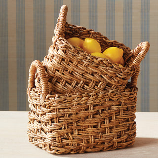 EVE BANANA LEAF BASKETS WITH HANDLES SMALL, SET OF 2