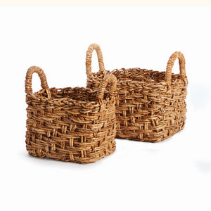 EVE BANANA LEAF BASKETS WITH HANDLES SMALL, SET OF 2