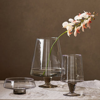 ADALINA GLASS FOOTED VASE SMALL