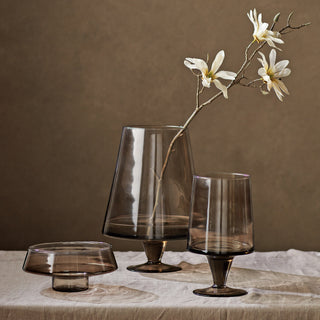 ADALINA GLASS FOOTED VASE LARGE