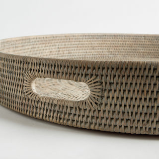 BURMA RATTAN ROUND OTTOMAN TRAYS LG ST/2
