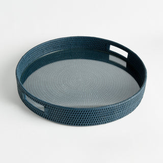 BURMA RATTAN ROUND SERVING TRAY LARGE