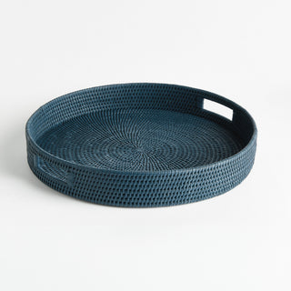 BURMA RATTAN ROUND SERVING TRAY LARGE