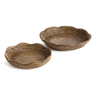 BURMA RATTAN SCALLOPED TRAYS ST/2