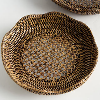 BURMA RATTAN SCALLOPED TRAYS ST/2