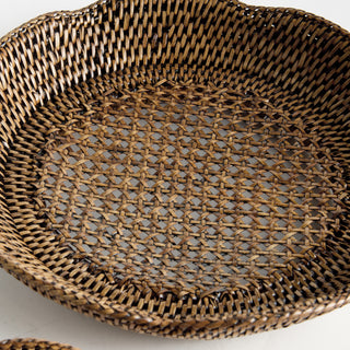 BURMA RATTAN SCALLOPED TRAYS ST/2