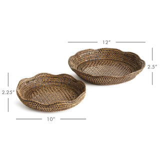BURMA RATTAN SCALLOPED TRAYS ST/2