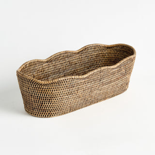 BURMA RATTAN OVAL CACHEPOT