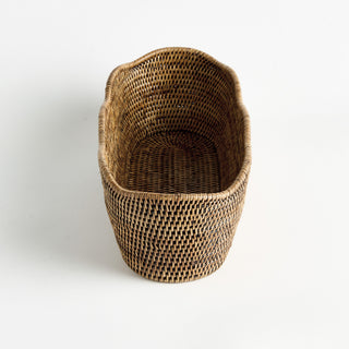 BURMA RATTAN OVAL CACHEPOT