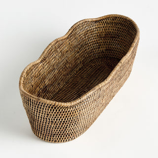BURMA RATTAN OVAL CACHEPOT
