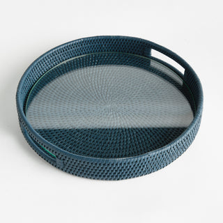 BURMA RATTAN ROUND SERVING TRAY