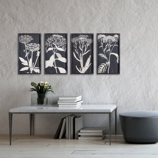 MONOCHROME QUEEN ANNE'S LACE PRINTS, SET OF 4