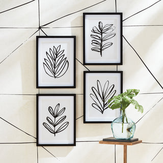 SKETCHED LEAF PRINTS, SET OF 4