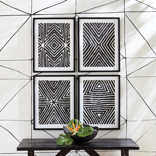 ACHROMATIC GEOMETRIC PRINTS, SET OF 4