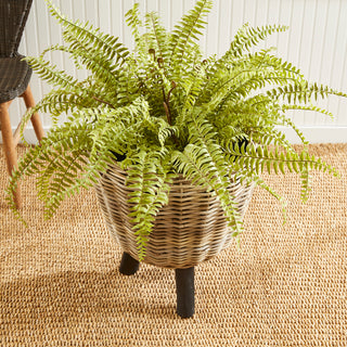 WOVEN RATTAN DRY BASKET PLANT RISER 21.25"