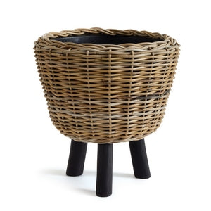 WOVEN RATTAN DRY BASKET PLANT RISER 21.25"