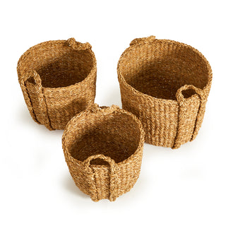 SEAGRASS ROUND DRUM BASKETS, SET OF 3