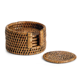 BURMA RATTAN COASTERS, SET OF 6