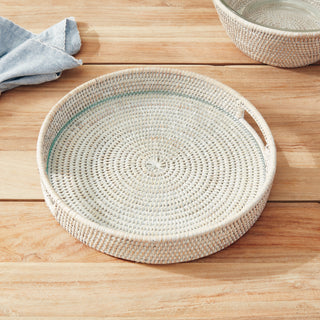 BURMA RATTAN ROUND SERVING TRAY