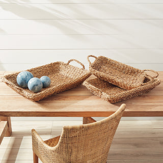 SEAGRASS TRAYS WITH HANDLES, SET OF 3