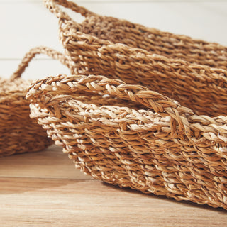 SEAGRASS TRAYS WITH HANDLES, SET OF 3