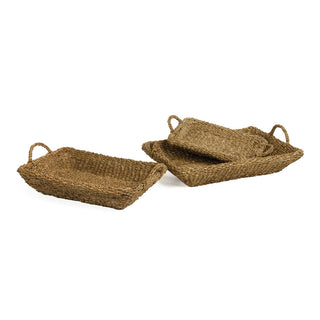 SEAGRASS TRAYS WITH HANDLES, SET OF 3