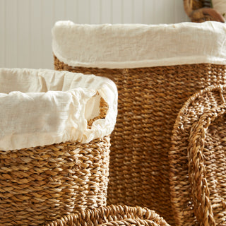 SEAGRASS OVAL HAMPER WITH LINING, SET OF 2