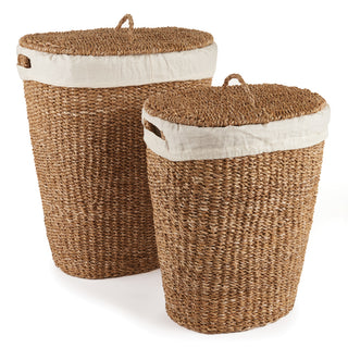 SEAGRASS OVAL HAMPER WITH LINING, SET OF 2