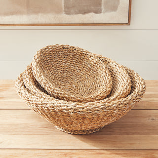 SEAGRASS SHALLOW TAPERED BASKETS, SET OF 3