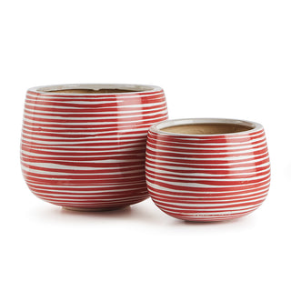 ZUMI HAND-PAINTED POTS, SET OF 2