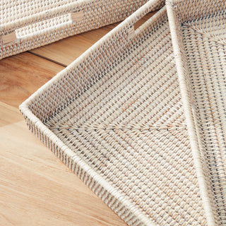 BURMA RATTAN OTTOMAN TRAYS, SET OF 3