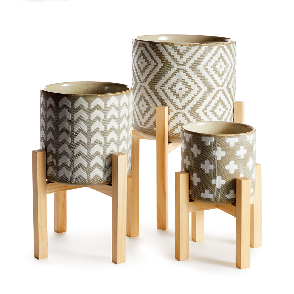 BATIK POTS ON STANDS, SET OF 3 – Napa Home & Garden