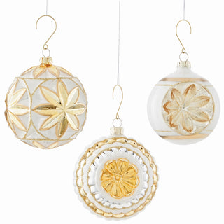 GLASS ORNATE MINI HEIRLOOM BALL ORNAMENTS, SET OF 3